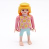 Playmobil 39837 Femme Rose Bermuda Bleu Fleurs Jaunes Pieds Nus