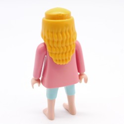 Playmobil 39837 Femme Rose Bermuda Bleu Fleurs Jaunes Pieds Nus