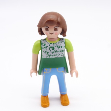 Playmobil 39838 Femme Vert et Bleu Basket Jaune