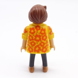 Playmobil 39851 Homme Blanc et Noir Gilet Jaune à Fleurs Orange