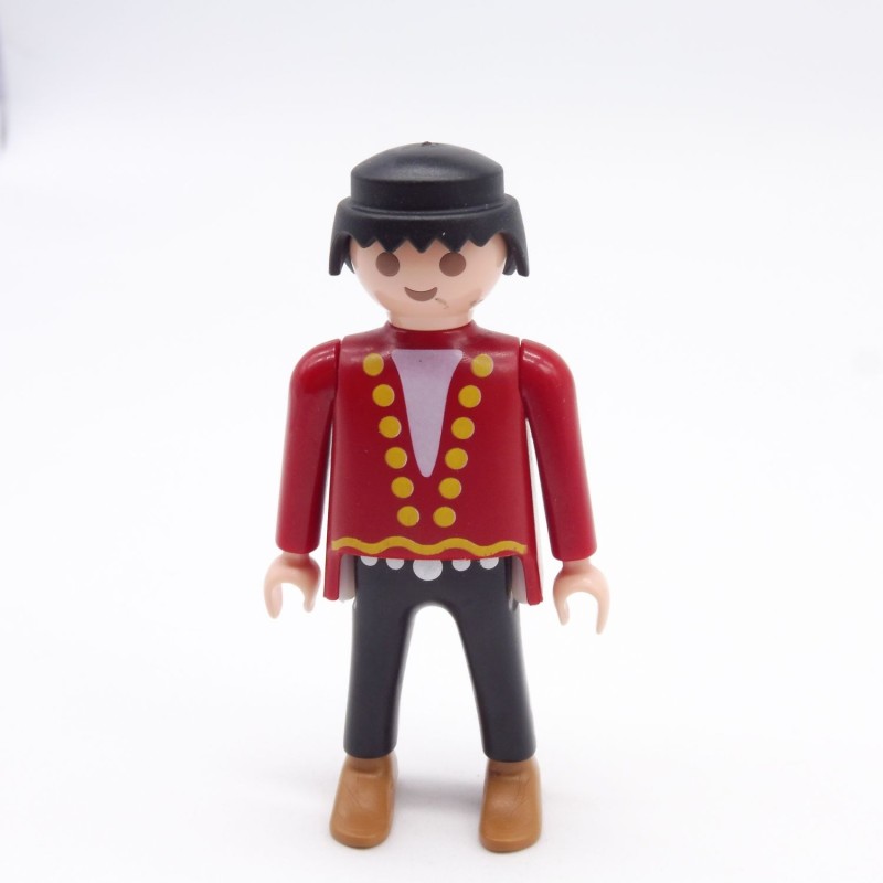 Playmobil 39866 Homme Cowboy Rouge Noir Ronds Oranges Visage un peu sale