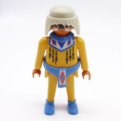 Playmobil 39870 Guerrier Indien Jaune Ceinture Bleue Collier Bleu