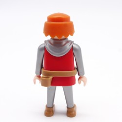 Playmobil 39885 Homme Chevalier Rouge Argent Ronds Gris Ceinture Marron