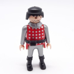 Playmobil 39886 Homme Chevalier Rouge Argent Ronds Gris Ceinture Noire