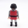 Playmobil 39886 Homme Chevalier Rouge Argent Ronds Gris Ceinture Noire