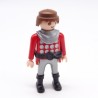 Playmobil 39887 Homme Chevalier Rouge Argent Ronds Gris Ceinture Noire Col Gris