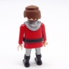 Playmobil 39887 Homme Chevalier Rouge Argent Ronds Gris Ceinture Noire Col Gris