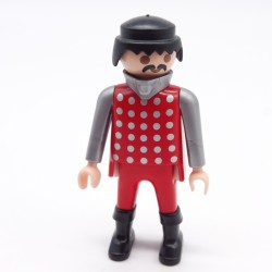 Playmobil 39888 Homme Chevalier Rouge Argent Ronds Gris Col Armure Gris