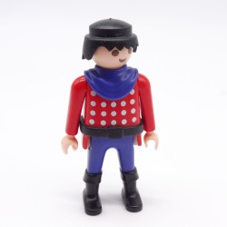 Playmobil 39889 Homme Chevalier Rouge Argent Bleu Ronds Gris Col Bleu Ceinture noire