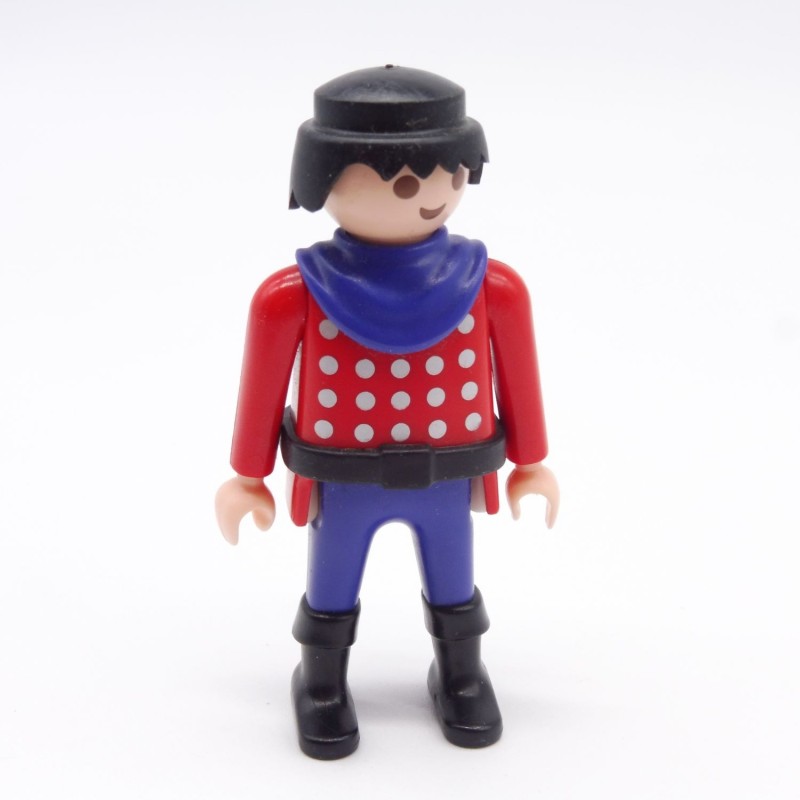 Playmobil 39889 Homme Chevalier Rouge Argent Bleu Ronds Gris Col Bleu Ceinture noire