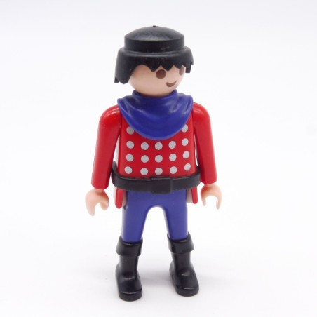 Playmobil 39889 Homme Chevalier Rouge Argent Bleu Ronds Gris Col Bleu Ceinture noire