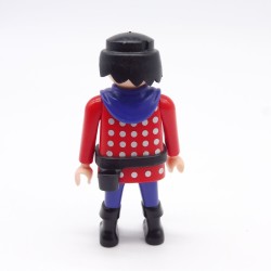 Playmobil 39889 Homme Chevalier Rouge Argent Bleu Ronds Gris Col Bleu Ceinture noire
