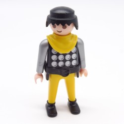 Playmobil 39891 Homme Chevalier Noir Jaune Ronds Gris Col Jaune Ceinture Noire