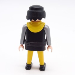 Playmobil 39891 Homme Chevalier Noir Jaune Ronds Gris Col Jaune Ceinture Noire