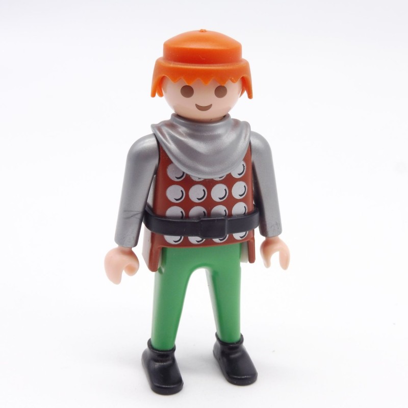 Playmobil 39892 Homme Chevalier Marron Vert Ronds Gris Col Gris Ceinture Noire