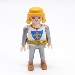 Playmobil 39902 Homme Chevalier Argent Blanc Fleur de Lys Ceinture Dorée