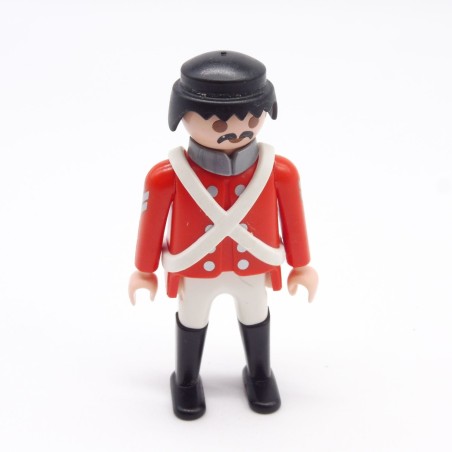 Playmobil 39914 Homme Officier Rouge Boutons Gris Brelage Blanc un peu usé