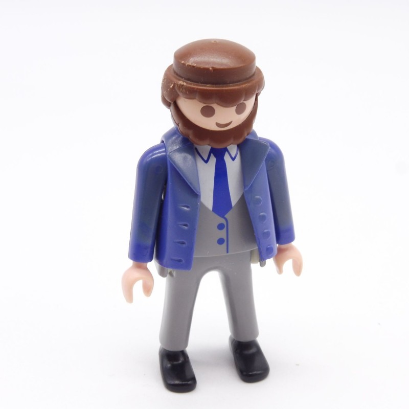 Playmobil 39921 Homme Gris Gilet Bleu Cravate Jaunissement