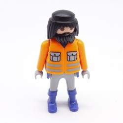 Playmobil 39924 Homme Orange Gris Bleu Gilet Matelassé Orange Fluo