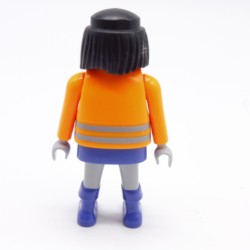 Playmobil 39924 Homme Orange Gris Bleu Gilet Matelassé Orange Fluo