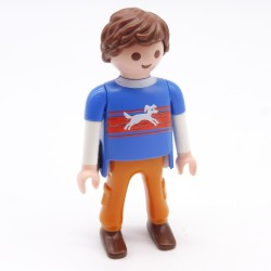 Playmobil 39932 Homme Orange Bleu et Rouge Chien sur Poitrine