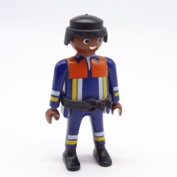 Playmobil 39950 Homme Pompier Africain bleu Orange Ceinture noire