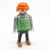 Playmobil 1063 Homme Chevalier Noir et Vert Ronds Argents Gros Ventre