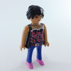 Playmobil 26921 Femme Moderne Bleu Noir Chaussures Roses Teint Beige