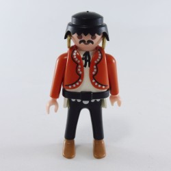 Playmobil 12385 Homme Cowboy Pantalon Noir Haut Blanc Gilet Méxicain Orange
