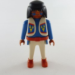 Playmobil 1324 Guerrier Indien Blanc Haut Bleu Gilet Blanc