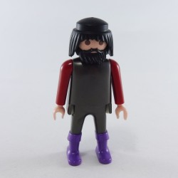 Playmobil 1062 Homme Chevalier Gris Foncé Bras Rouges Bottes Violettes