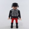 Playmobil 1076 Homme Chevalier Rouge et Noir Ronds Argents Ceinture Noire