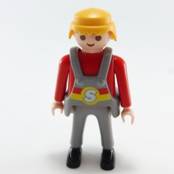 Playmobil 21584 Homme Gris et Rouge Salopette Grise