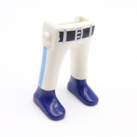 Playmobil 39964 Paire de Jambes Blanc Ceinture Noire Trait Bleu Chaussures Bleues