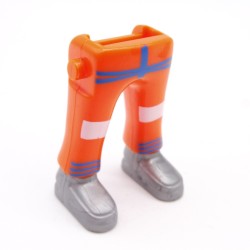 Playmobil 40061 Paire de Jambes Orange Bleu Blanc Grosses Chaussures Grises