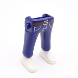 Playmobil 40095 Paire de Jambes Jeans Bleu Foncé Ceinture Marron Baskets Blanches