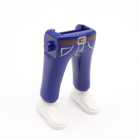 Playmobil 40095 Paire de Jambes Jeans Bleu Foncé Ceinture Marron Baskets Blanches
