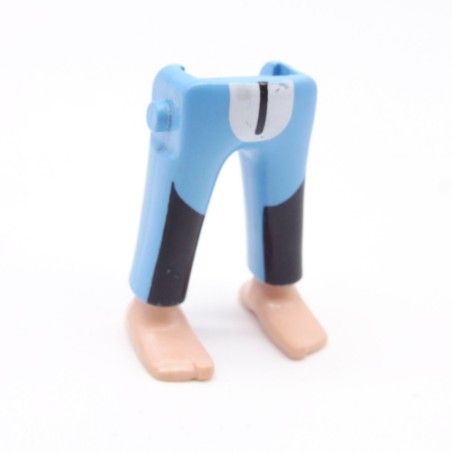 Playmobil 40131 Paire de Jambes Bleu Noir Blanc Pieds Nus