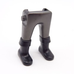 Playmobil 40139 Paire de Jambes Gris Argent Foncé Bottes Noires