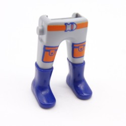 Playmobil 40143 Paire de Jambes Gris Orange Bottes Bleues