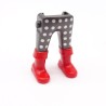 Playmobil 40146 Paire de Jambes Gris Foncé Ronds Argent Bottes Rouges