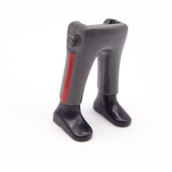 Playmobil 40166 Paire de Jambes Gris Foncé Trait Rouge Bottines Noires