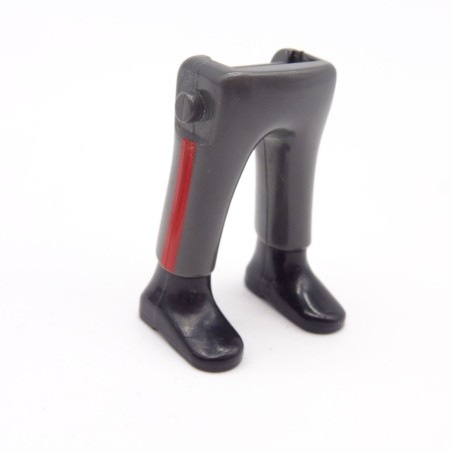 Playmobil 40166 Paire de Jambes Gris Foncé Trait Rouge Bottines Noires