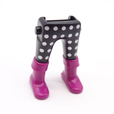 Playmobil 40180 Paire de Jambes Noir Ronds Argents Bottes Violettes