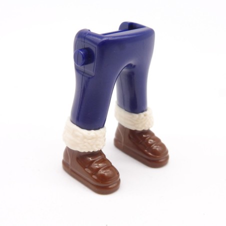 Playmobil 40183 Paire de Jambes Bleu Bottes Marrons Fourrure Blanche