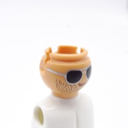 Playmobil 40222 Tête Teint Beige Mal Rasé Lunettes de Soleil