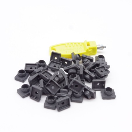 Playmobil 40555 Lot de 40 Clips Gris System X + Clé
