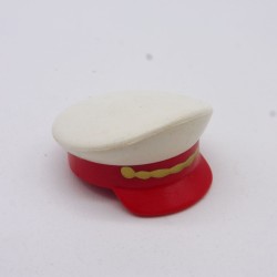 Playmobil 40638 Chapeau Casquette de Capitaine Blanche Rouge et Dorée un peu sale