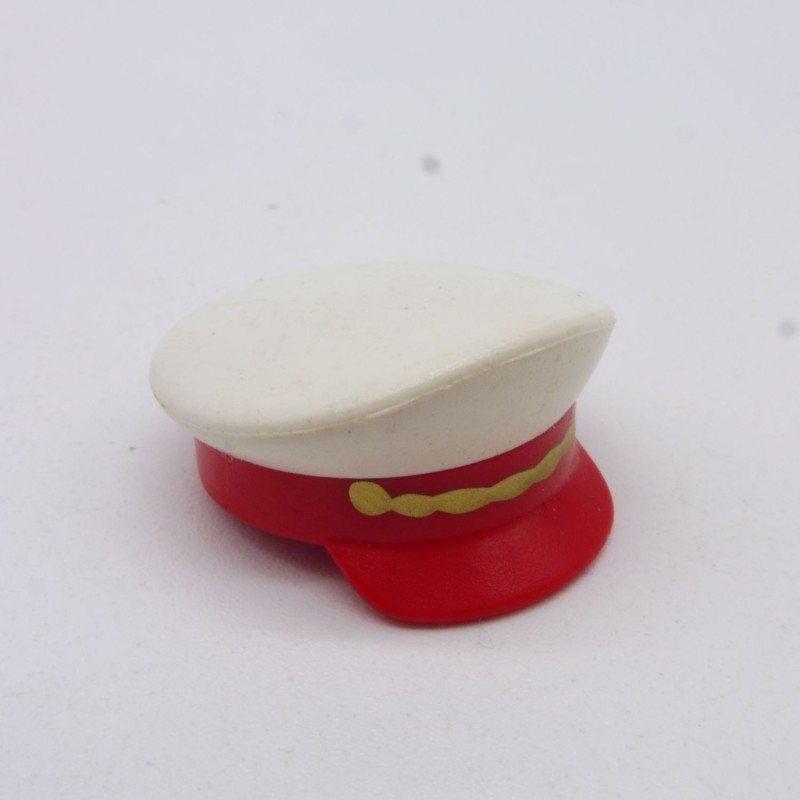 Playmobil 40638 Chapeau Casquette de Capitaine Blanche Rouge et Dorée un peu sale