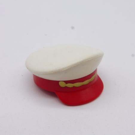 Playmobil 40638 Chapeau Casquette de Capitaine Blanche Rouge et Dorée un peu sale